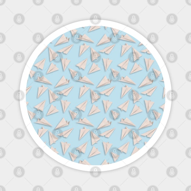 Paper Planes Pattern | White Blue Magnet by DrawingEggen